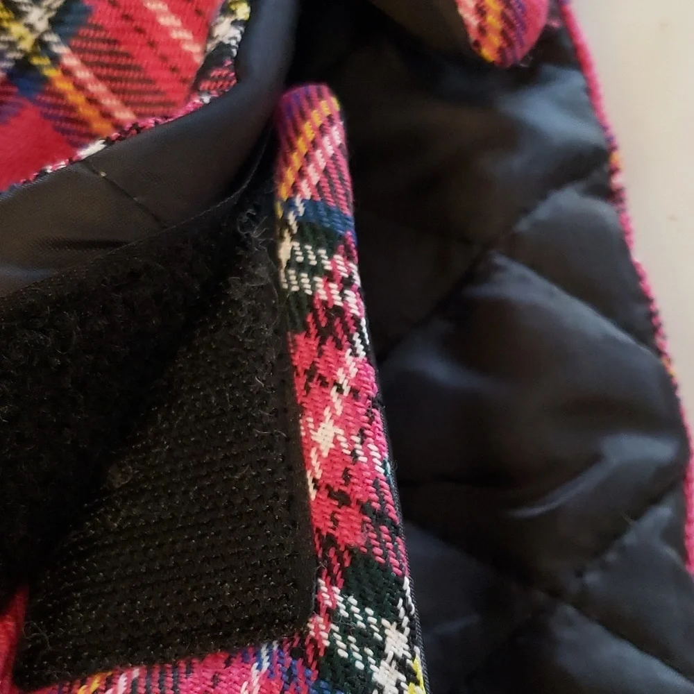 Winter Dog Coat Fuschia Pink Plaid  with Refective Stripe Size XL